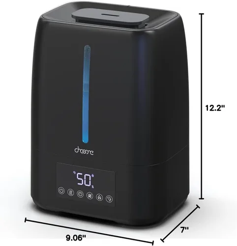 Vista 9 de Humidificador ultrasónico de 6L con llenado superior - Niebla fría y cálida para dormitorio, bebé, habitaciones grandes y plantas, control
