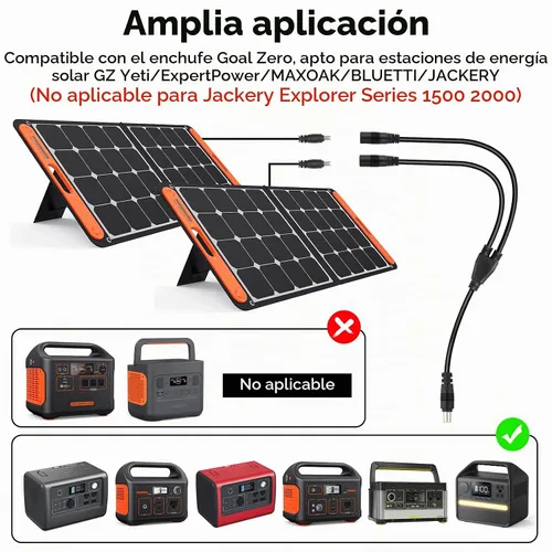 Vista 4 de Adaptador solar de 8mm divisor, cable combinador DC8mm hembra y macho Y adaptador divisor de cable para panel solar estación de energía portátil