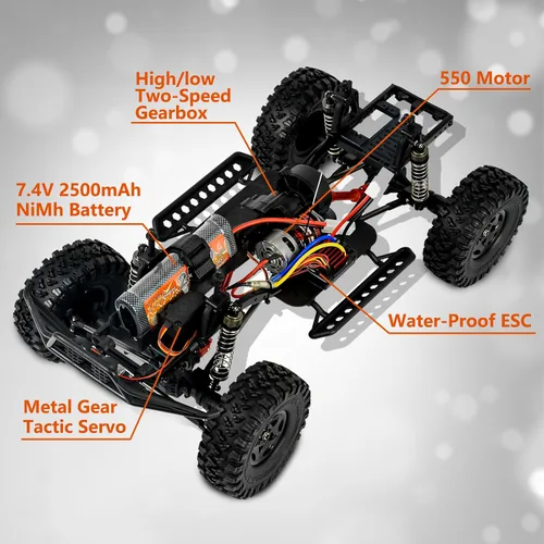 Vista 4 de Cheerwing Camión monstruo de control remoto todoterreno Rock Crawler 4WD a