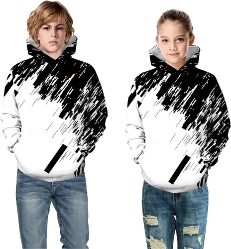 Vista 2 de Tops con estampado de dibujos animados para niños 3D con capucha y bolsillo para adolescentes y niños pequeños
