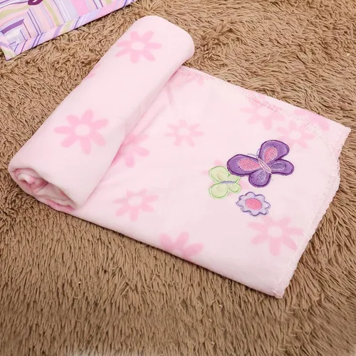 Vista 5 de Juego de ropa de cama para cuna de bebé, diseño de mariposa, diseño de mariposa, 6 piezas, color rosa
