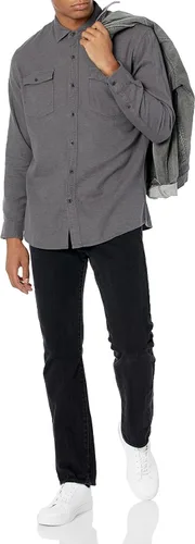 Vista 5 de Tienda Essentials - Camisa de franela de manga larga con ajuste regular y dos bolsillos para hombre