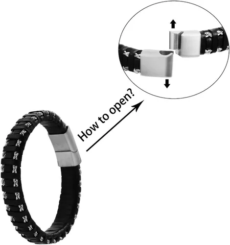 Vista 5 de Magna Steel - Pulsera trenzada de cuero auténtico con cierre magnético para hombre