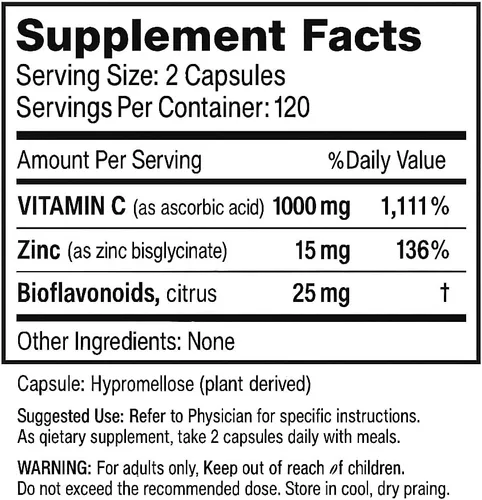 Vista 2 de Vitamina C - Fórmula completa para estimular el sistema inmunológico 120 cápsulas
