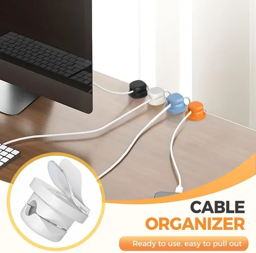Vista 3 de Paquete de 6 organizadores de cables, clips magnéticos para organizar cables, organizador de cables magnéticos, soporte de almacenamiento con Negro