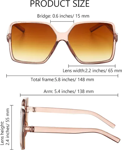 Vista 2 de 3 pares de gafas de sol cuadradas de gran tamaño para mujer, grandes y anchas, vintage