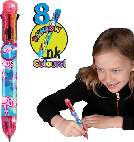 Vista 10 de Bolígrafo mariposa de Deluxebase. Bolígrafo retráctil multicolor 8 en 1 con diseño de animales lindos. Bolígrafo de escritura de tinta suave