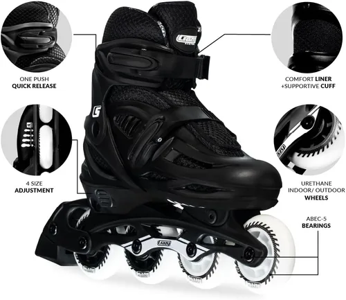 Vista 4 de Crazy Skates Patines en línea ajustables que se ajustan para adaptarse a cuatro tamaños