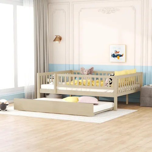 Vista 26 de Merax Cama de madera con dos cajones, color gris