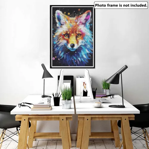 Vista 2 de Yomiie Kits de arte de diamantes 5D para adultos, zorro, pintura con diamantes, pintura al óleo de animales, kit de taladro redondo completo, imagen