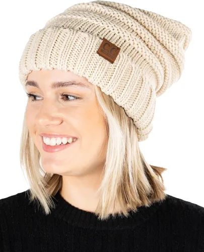 Vista 178 de Funky Junque Gorro de moda de punto trenzado de talla extragrande, grueso, abrigado, suave y holgado