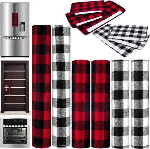 Vista 9 de Boao 6 piezas de cubiertas para manijas de puerta de refrigerador de Navidad, cubiertas gruesas de cuadros para gabinetes, cubiertas protectoras