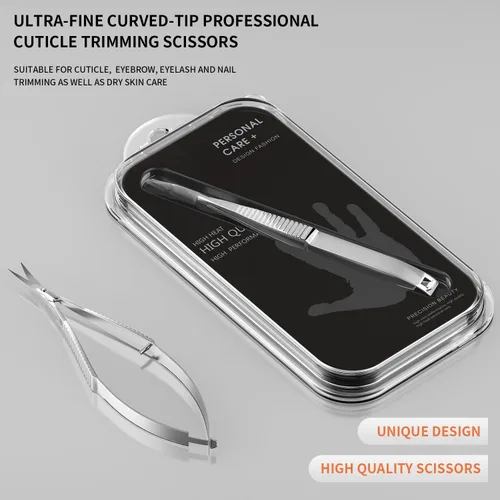 Vista 8 de ZIZZON Tijeras de cutículas extra finas curvadas profesionales precisas punta punta kit de aseo para cejas, pestañas, uñas y piel seca