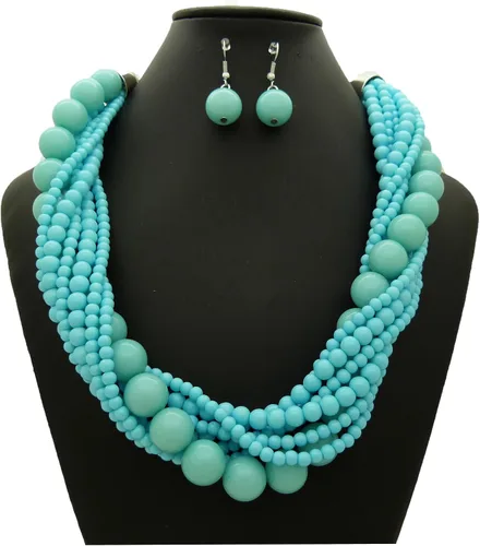 Vista 2 de Conjunto de collar y aretes de collar y aretes de perlas de imitación para mujer