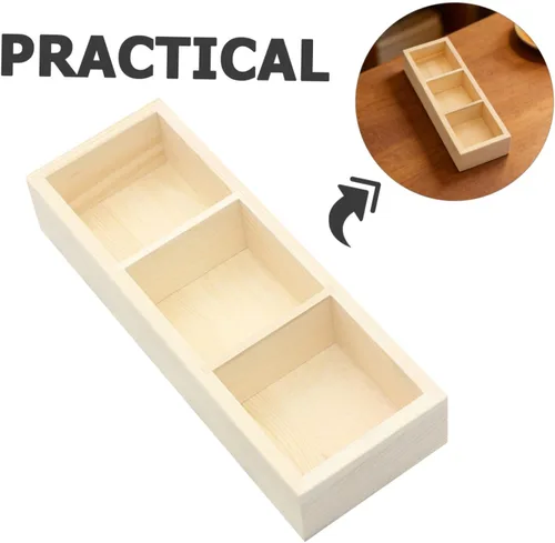 Vista 3 de KOMBIUDA Wood Tea Bag Holder 3 Compartment Organizer for Cabinets