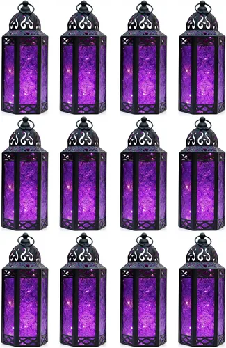 Vista 73 de VELA LANTERNS Juego de 2 portavelas decorativos de LED con luces de hadas de 12" de metal marroquí para colgar o mesa, decoración del hogar