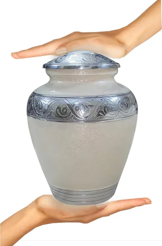 Vista 3 de BOLD&DIVINE Urna texturizada de esmalte perlado Urna conmemorativa texturizada de gránulo divino para cenizas humanas, funeral, entierro