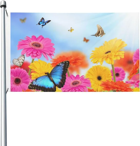 Vista 13 de Banderas para exteriores, retro de los años 60, bandera de jardín de verano de doble cara, banderas de patio de 3 x 5 pies, decoración de jardín