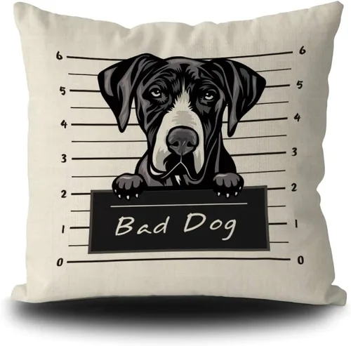 Vista 9 de Fundas de almohada de perro pastor alemán de 16 x 16 pulgadas, decoración de animales de perro malo, fundas de almohada de lino para sofá
