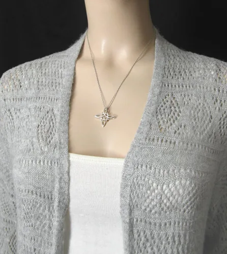Vista 9 de Woot & Hammy Witch's Knot with Four Crescent Moons Pendant, Four Pointed Celtic Knot,100% Sterling Silver, Handmade