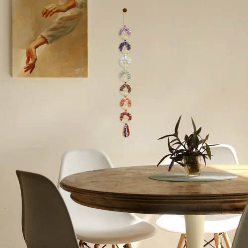 Vista 3 de Top Plaza - Adorno de decoración para colgar en pared, 7 piedras de chakra, cristales curativos, árboles de la vida, para la buena suerte, reiki