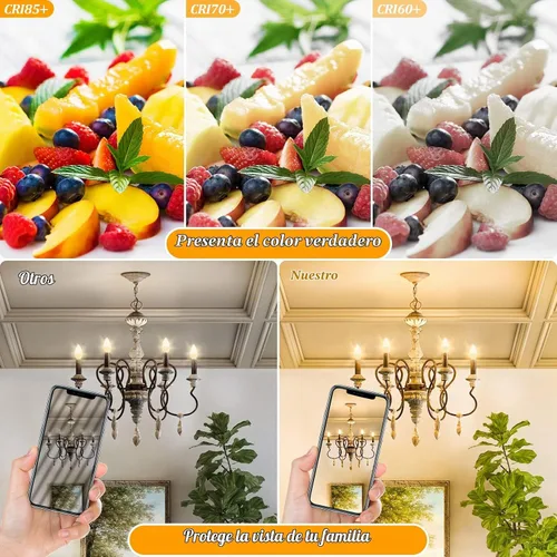 Vista 6 de Bombillas Brightever de candelabro E12 LED, equivalentes a 40 vatios, 4 W, blanco cálido 2700 K, bombillas para ventiladores de techo, luces de vela