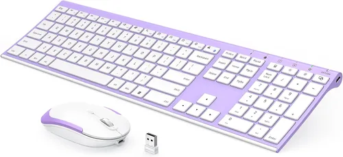 Vista 16 de Teclado y mouse inalámbricos, Vssoplor 2.4GHz recargables, combo compacto silencioso de tamaño completo con receptor Nano USB para Windows, laptop