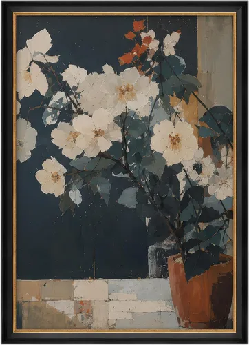 Vista 271 de MUDECOR Lienzo enmarcado prémium para pared, pinos nevados en bosque de invierno, ilustraciones modernas, arte contemporáneo, escénico, divertido