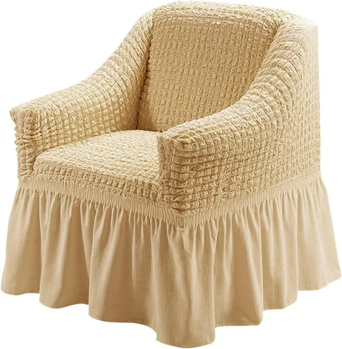 Vista 25 de Qubjus Funda Elástica para Sofá Fundas para Sofá Lavables Funda para Sofá Sillón Cama Protector de Muebles de Fácil Ajuste con Parte Inferior Beige