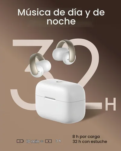 Vista 8 de Soundcore AeroClip de Anker, Auriculares de oído abierto, Auriculares de clip, Comodidad adaptativa, Llamadas claras con 4 micrófonos y AI, Ajuste