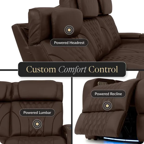 Vista 6 de Seatcraft Armada LT - Sofá de cine en casa marrón con mesa plegable