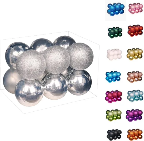 Vista 10 de Emopeak - Juego de 24 esferas navideñas, ornamentos irrompibles, 4 estilos, decoración colgante para árbol de Navidad, boda o fiesta