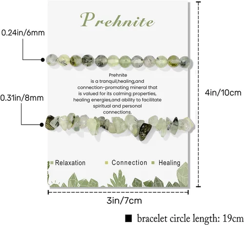 Vista 51 de Pulseras de cristal curativo para mujer, 2 pulseras de piedra natural de 0.236 pulgadas, pulseras elásticas de cuentas de cristal hechas a mano
