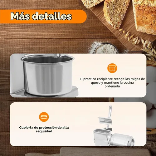 Vista 5 de Bepritm - Molinillo eléctrico de queso, molinillo de queso comercial de 550 W con cubo, molinillo de alimentos de acero inoxidable resistente