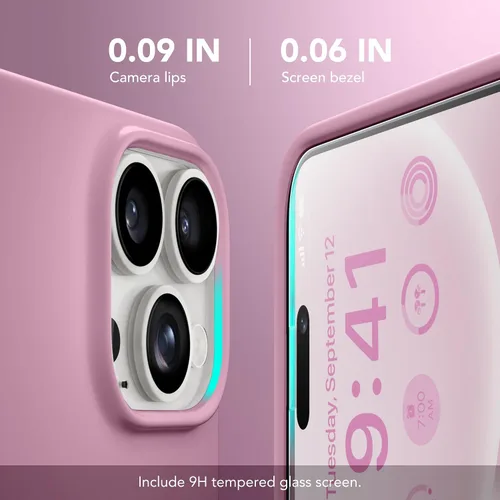 Vista 5 de GONEZ Funda de silicona para iPhone 14 Pro Max, compatible con MagSafe, con protector de pantalla + protector de lente de cámara, silicona líquida a