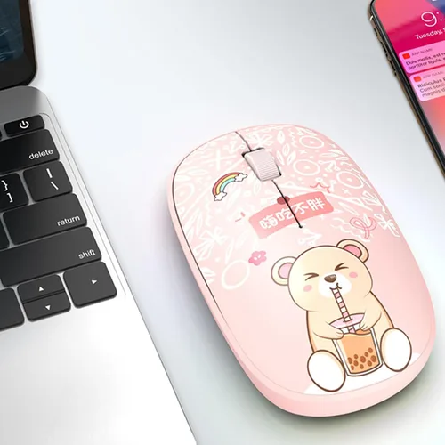 Vista 6 de Ratón inalámbrico silencioso 2.4G, ratón USB de dibujos animados delgados, ratones ópticos portátiles para laptop, laptop, PC, computadora, MacBook