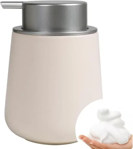 Vista 19 de Bosilunlife Dispensador de jabón espumoso de cerámica, dispensador de jabón de espuma de 12 onzas, dispensador de jabón líquido para encimera