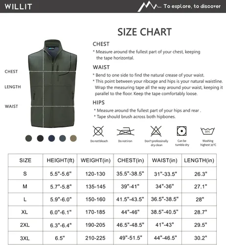 Vista 8 de Willit Chaleco de golf ligero con forro polar para hombre, chaqueta sin mangas para senderismo, correr