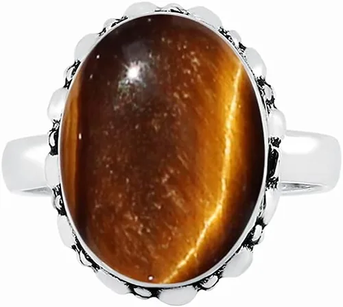 Vista 3 de MIRRAMOR Anillo de amatista de piedra lunar natural de labradorita 0.472 x 0.630in, forma ovalada, anillos solitarios para mujeres, mamá, esposa