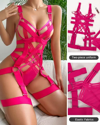 Vista 7 de VUUEAN Lencería para mujer con brasier push up, lencería de una pieza con aros