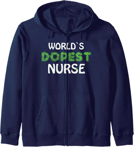 Vista 4 de Worlds Dopest Nurse Marihuana Pot Ganja Weed Cannabis Hemp Zip Hoodie