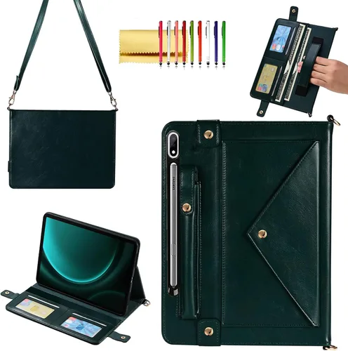 Vista 64 de Bolso Funda para Samsung Galaxy Tab S10 FE/S9 FE 10.9"/S9/S8/S7 11", Techcircle Folio con Soporte Cruzado, Billetera con Ranura para Lápiz S Pen