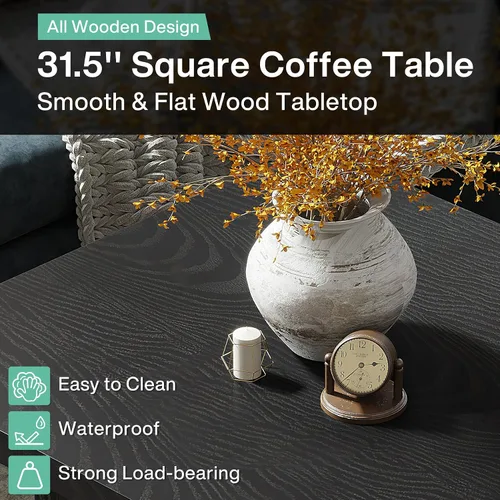 Vista 8 de Tribesigns - Mesa de café cuadrada, mesa de café acanalada de 31.5 pulgadas, mesa de centro moderna de mediados de siglo para sala de estar, mesa