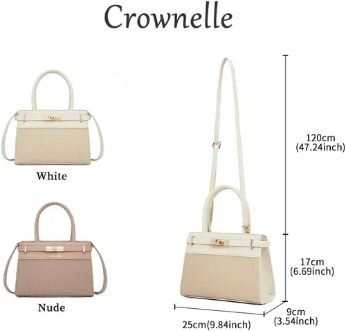Vista 5 de Elegante bolso con asa superior para mujer, bolso de lujo de moda 2025 con cerradura de metal, hombro y bolso cruzado