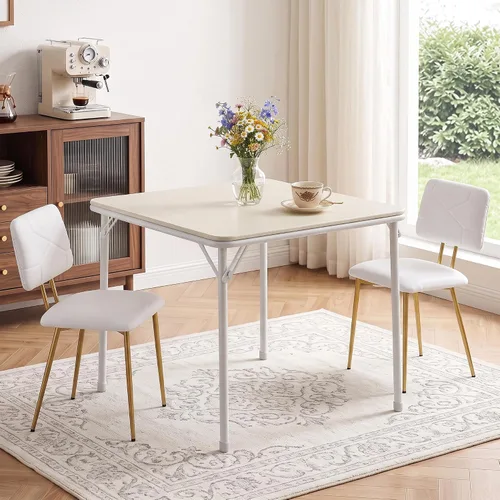 Vista 16 de VECELO Juego de mesa de comedor de 3 piezas, mesa de cocina redonda con 2 sillas tapizadas de terciopelo, diseño de ahorro de espacio para Marrón