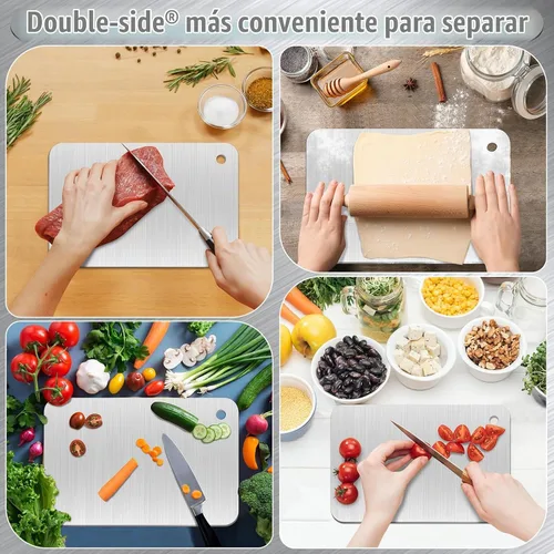 Vista 3 de Tablas de cortar de acero inoxidable para cocina, tabla de cortar
