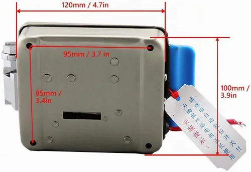 Vista 6 de Cerradura electrónica eléctrica para puerta, 6 llaves punteadas computarizadas, CC de 12 V, acero inoxidable, E-lock, soporte de puerta de metal