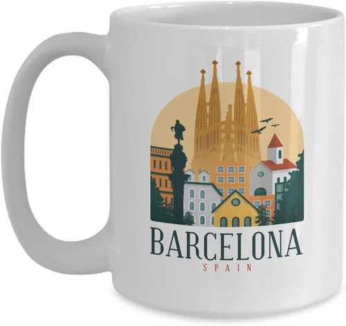 Vista 8 de Barcelona Lover Cup - Taza de recuerdo, Beautiful Landmark - Taza de té de café negro de 11 onzas