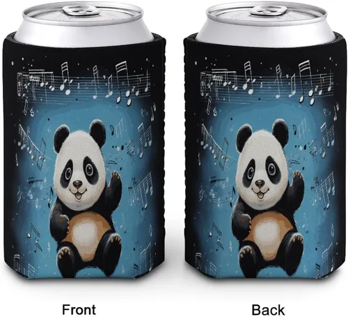 Vista 7 de Panda Dancing on Musical Notes Cup Sleeve Reusable Iced Coffee Sleeves Insulator Sleeve for Cold Beverages Standard Can Covers Non-slip Beer Bottle