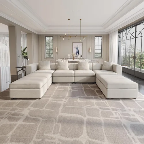 Vista 17 de Guyii Sofá Seccional de Terciopelo, Sofá Loveseat Moderno de Gran Tamaño con 2 Almohadas, Sofá Convertible de 81.88 pulgadas de Largo con Cojines